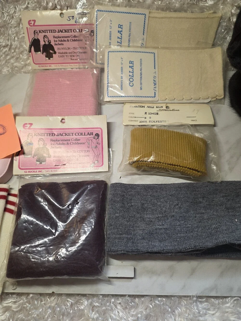Knitted Jacket Collar - Pink and Cream Replacement Accessory